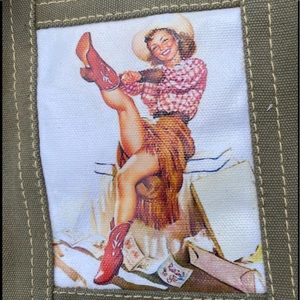 Adorable canvas cowgirl purse.Put your boots on and go !!!